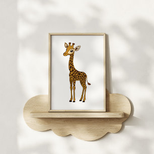 Söt handritad giraff barnkammarskunst poster