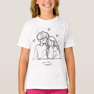Söt handritad illustration av par grafisk t-shirt