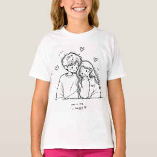 Söt handritad illustration av par grafisk t-shirt