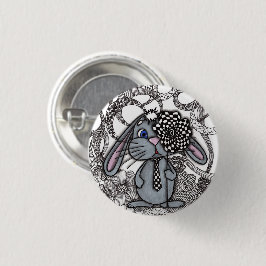 Söt Handritad Kanin Zen Doodle Pinback Knappsats Knapp