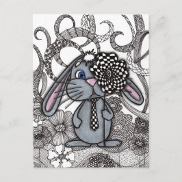 Söt Handritad Kanin Zen Doodle Postkort Vykort