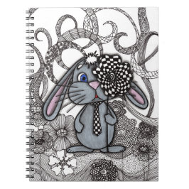 Söt Handritad Kanin Zen Doodle Spiral Anteckningsb Anteckningsbok