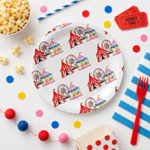 Söt Handritad Karneval Cirkus Födelsedag
