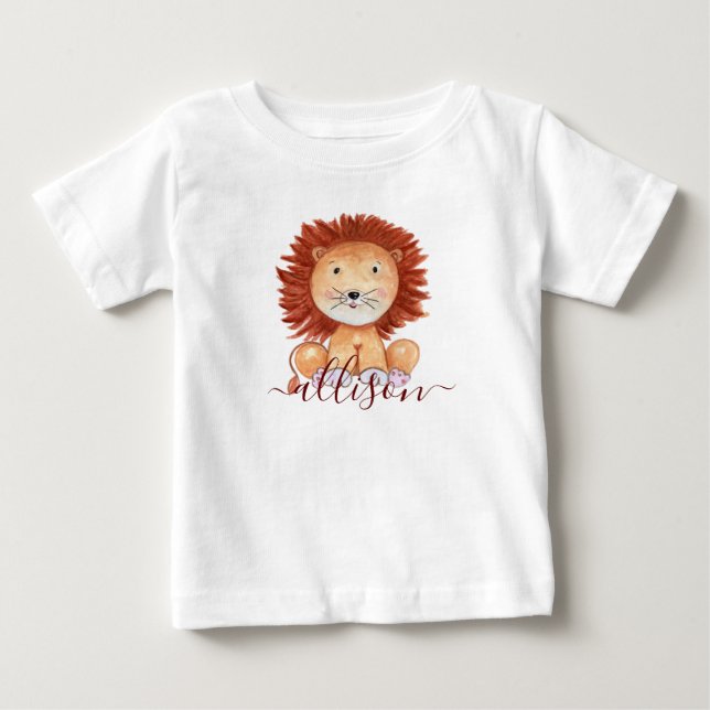 Söt handritad lejon personlig barn  t shirt (Framsida)