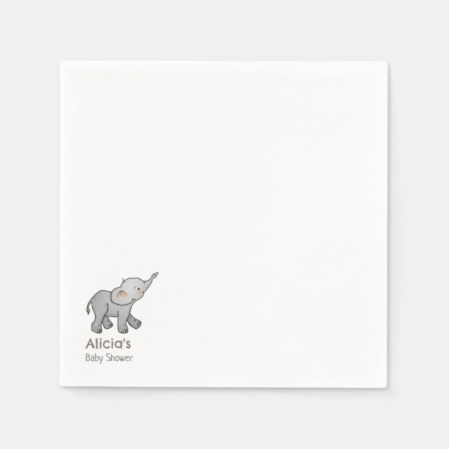 Söt Handritad Liten Elefant Bebis Shower Pappersservett (Framsidan)