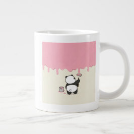 Söt Handritad Panda-konst Rosa Kaffemugg Jumbo Mugg