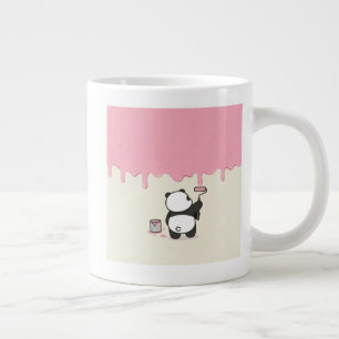 Söt Handritad Panda-konst Rosa Kaffemugg Jumbo Mugg