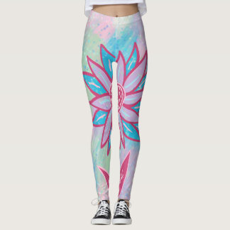 Söt handritad pastellfärg blomma leggings