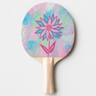 Söt handritad pastellfärg blomma pingisracket