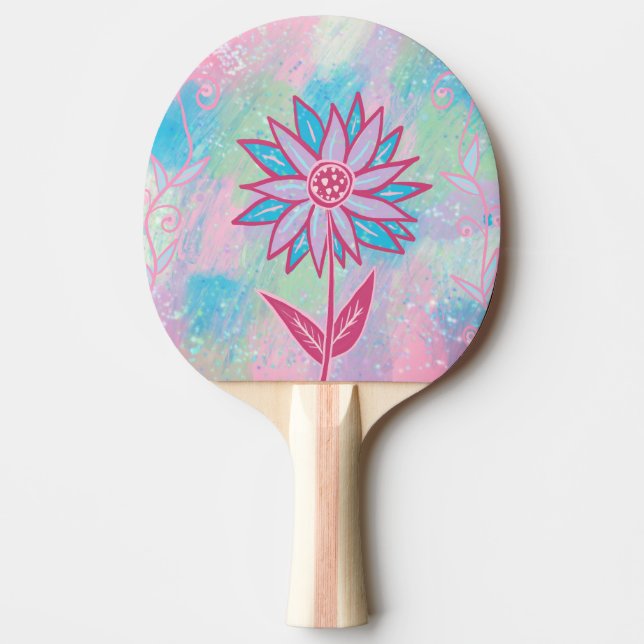 Söt handritad pastellfärg blomma pingisracket (Framsidan)