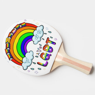 Söt handritad serie-regnbåge med diverse HBTQ Pingisracket