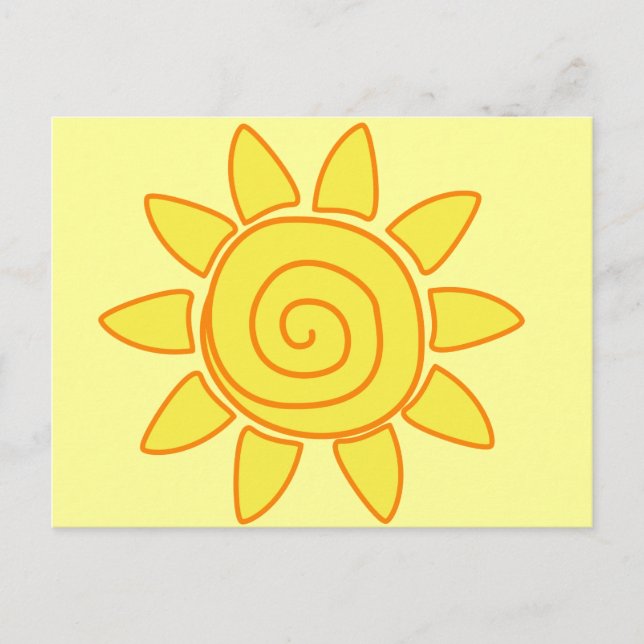 Söt Handritad Sol Barn Ritning Illustration Vykort (Framsida)