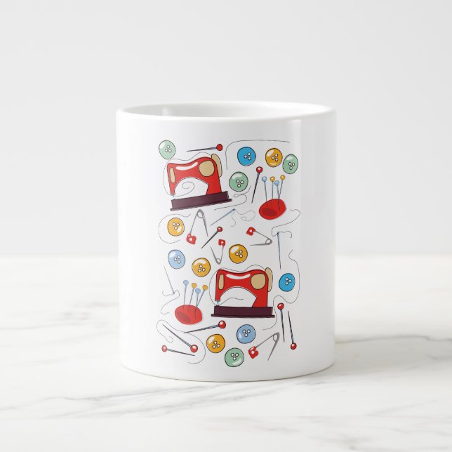 Söt handritad symönster jumbo mugg (Framsidan)