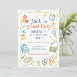 Söt Handritad Tillbaka till Skolans Party Inbjudningar