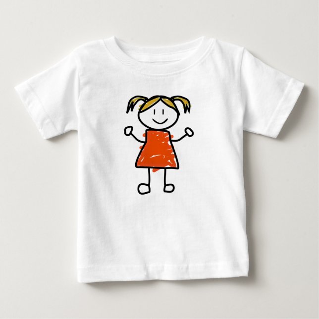 Söt handritad tjej baby t-shirt  (Framsida)
