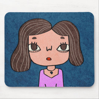 Söt handritad tjejillustration unik karaktär musmatta