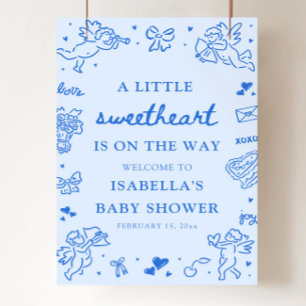 Söt handritad välkomstskylt för Valentine-baby sho Poster