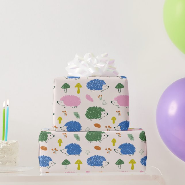 Söt Handritad Whimsy Doodle Igelkott & Svamp  Presentpapper (Festgåvor)