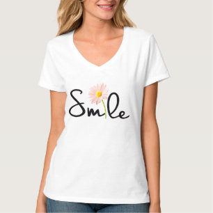 Söt handskriven leende skjorta med blommig grafik t shirt