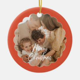 Söt handskriven Merry Christmas-fotografi Julgransprydnad Keramik