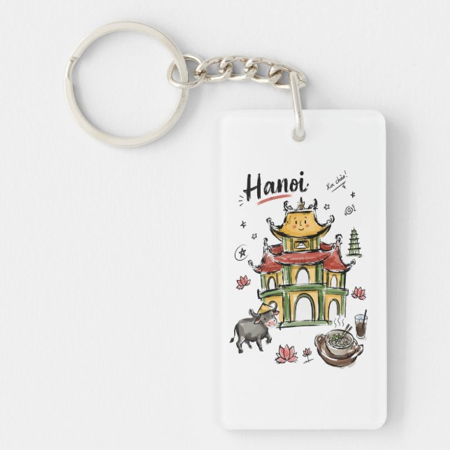 Söt Hanoi-pagod Vietnam Doodle Art (Framsidan)