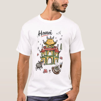 Söt Hanoi-pagoda Vietnam Doodle Art T Shirt