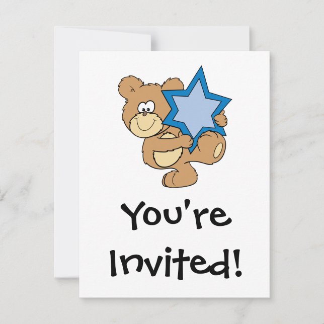 Söt hanukah-nalle som håller stjärnan vid davande inbjudningar (Framsida)