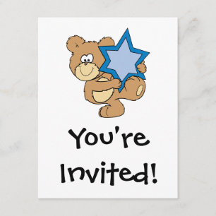 Söt hanukah-nalle som håller stjärnan vid davande inbjudningar