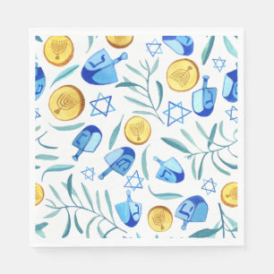 Söt Hanukkah Akvarell Bar/Bat Mitzvah Judisk Pappersservett