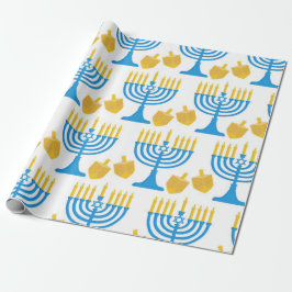 Söt Hanukkah Blue och Guld Presentpapper