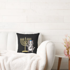 Söt Hanukkah Katt Menorah Kudde för Barn och Tonår