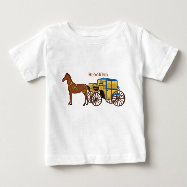 Söt häst och kunglig vagn illustration t shirt (Framsida)