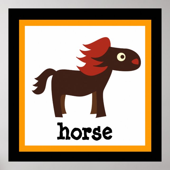 Söt Häst Safari Djur Baby Barn Poster (Framsidan)