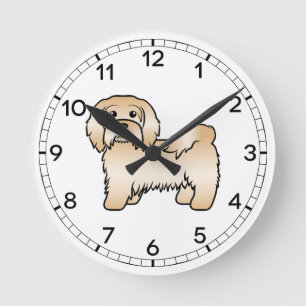 Söt Havanesiskt Tecknad Hundillustration i Fawnfär Rund Klocka