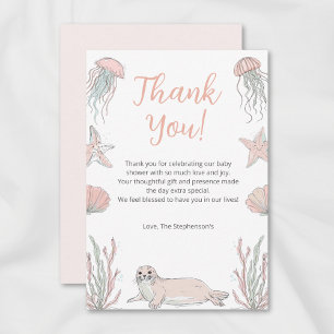 Söt Havet Ser Dig Snart Baby Shower Kusttema Tack Kort