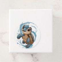 Söt Havssköldpadda Jul Högtid Vattenfärg