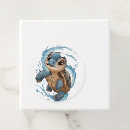 Söt Havssköldpadda Jul Holiday Vattenfärg Gåvor Etiketter