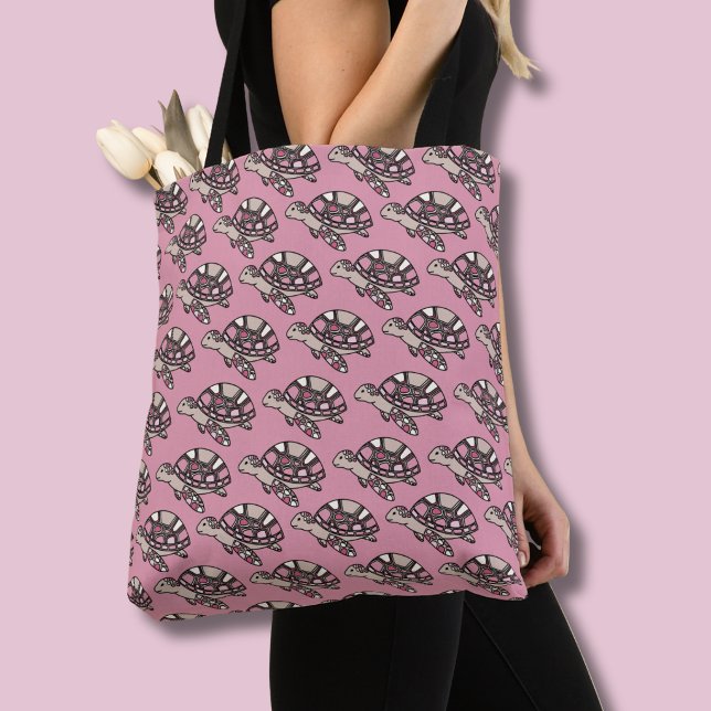 Söt havssköldpadda rosa tygkasse (Sea Turtle Pink tote bag)