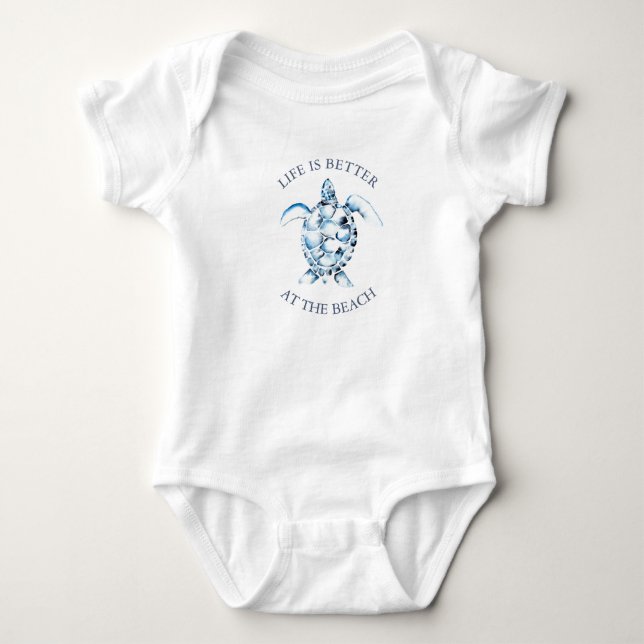 Söt havssköldpadda unik konst baby boy bodysuits t shirt (Framsida)