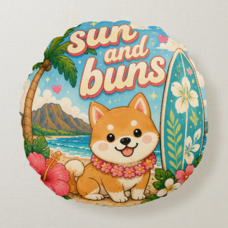 Söt Hawaii kawaii rund kudde