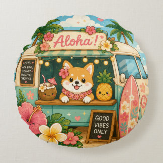 Söt Hawaii kawaii rund kudde