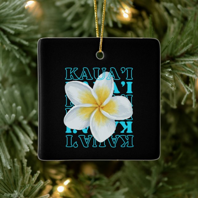 Söt Hawaiian Blommigt Tropical Kaua'i jul Julgransprydnad Keramik (Träd)