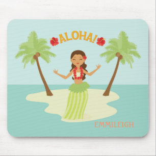 Söt hawaiiansk hula-flicka Luau Aloha Musmatta