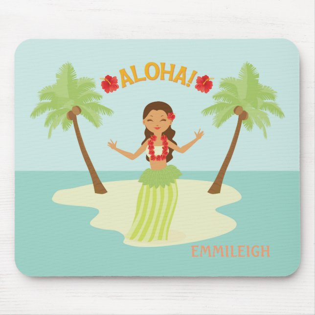 Söt hawaiiansk hula-flicka Luau Aloha Musmatta (Framsidan)