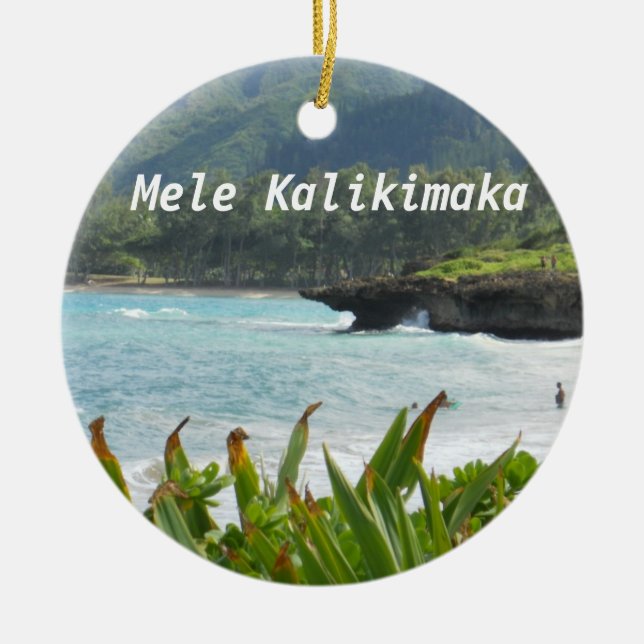 Söt hawaiiansk strand julgranskula (Framsidan)