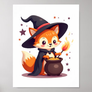 Söt Häx Fox � Magisk Halloween Djur T-shirt Poster