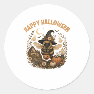 Söt Häxa Bihälsning Halloween Cottagecore Runt Klistermärke