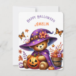 Söt Häxa Björn Pumpa Gott Halloween Julkort