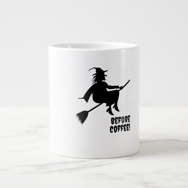 Söt häxa-grafik före kaffe spöklik Halloween  Jumbo Mugg (Framsidan)