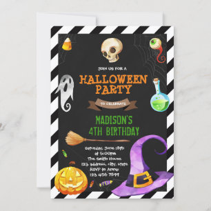 Söt häxa halloween festinladning inbjudningar